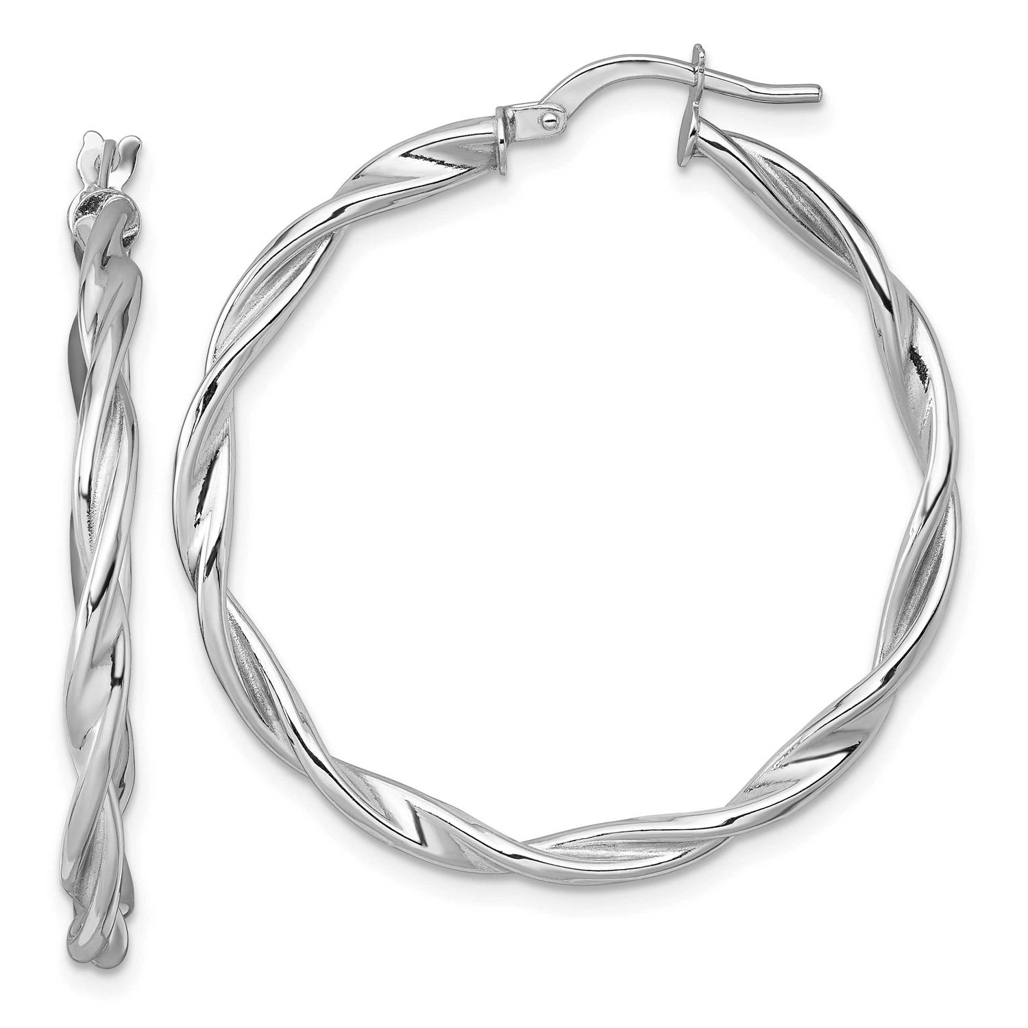 Polished Twist Hoop Earrings 14k White Gold, MPN: TF2432W, UPC: