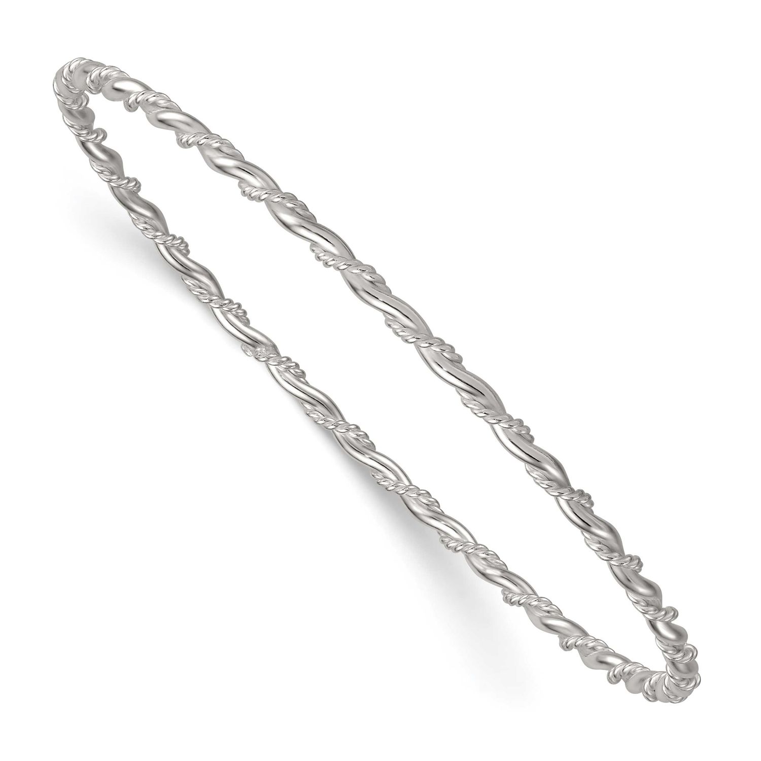 Twisted 2.5mm Slip On Bangle Sterling Silver Polished, MPN: QB1603, UPC: