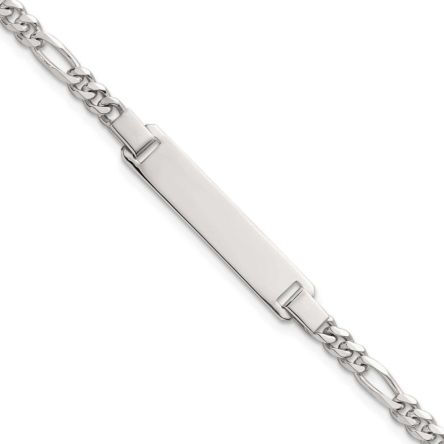 Figaro Link with 1 Inch Extension Children&#39;s ID Bracelet Sterling Silver Polished, MPN: QID272-6.25…