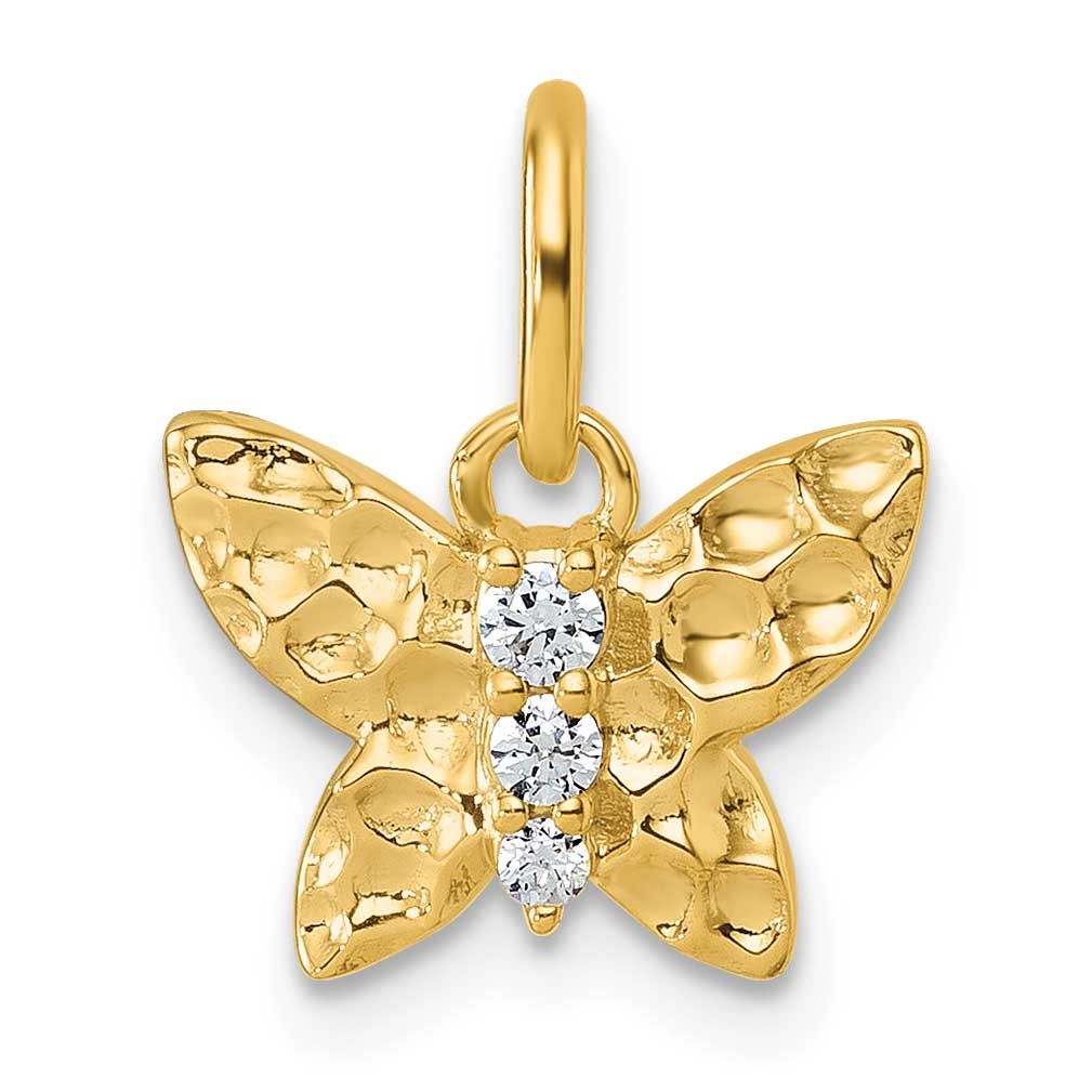 Hammered Diamond Butterfly Pendant 14k Gold Polished, MPN: PM10752-005-YAA, UPC: