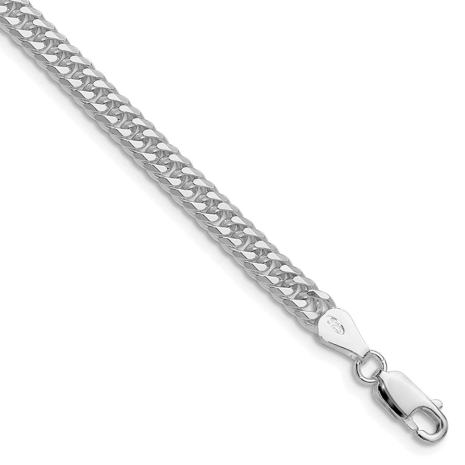 4.8mm Double Diamond-Cut Curb Chain 7 Inch Sterling Silver Rhodium-Plated, MPN: QDD100R-7, UPC: