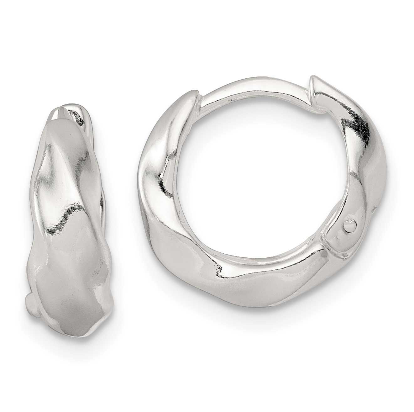 Twisted Tapered Round Hinged Hoop Earrings Sterling Silver Polished, MPN: QE17945, UPC: