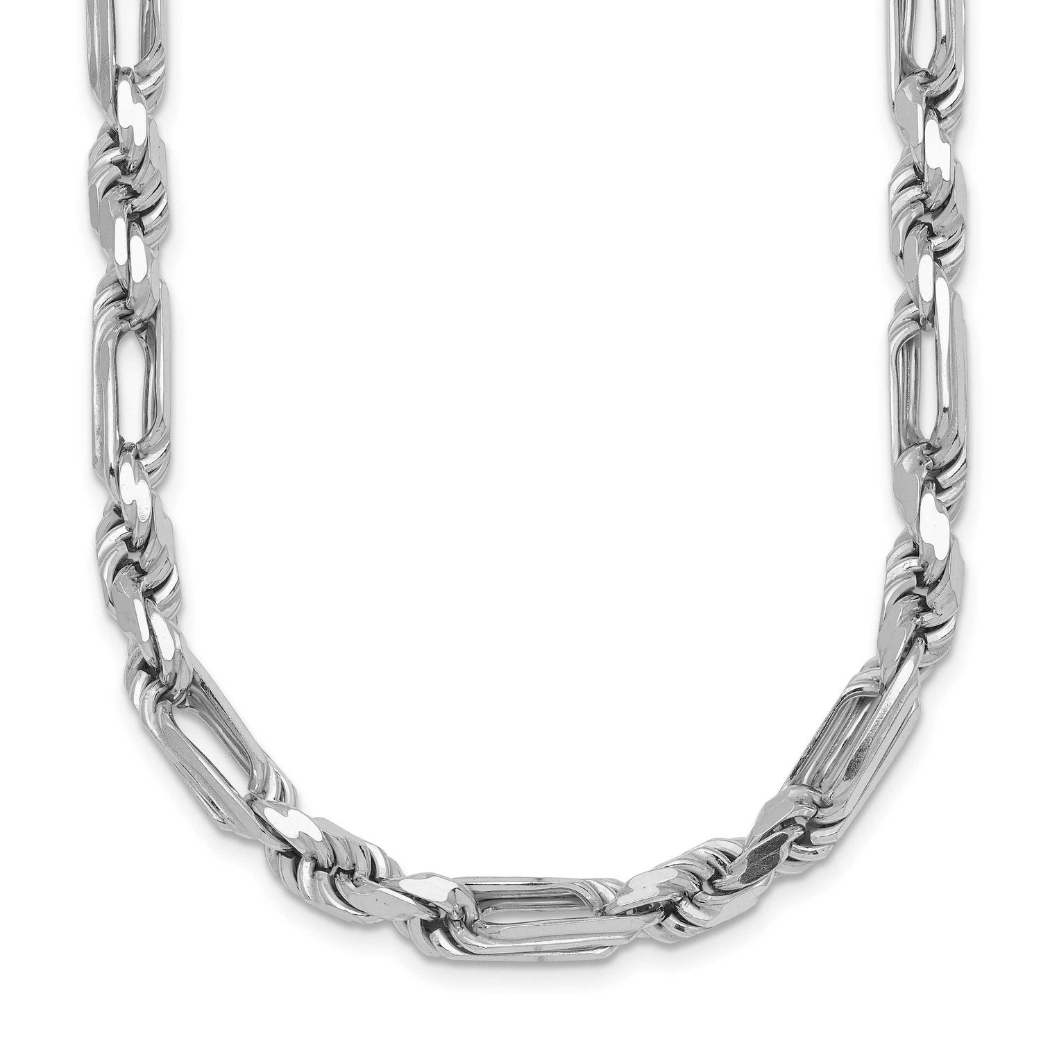 Polished Figaro Rope 5.5mm 20 Inch Necklace Sterling Silver Rhodium-Plated, MPN: QG6929-20, UPC: