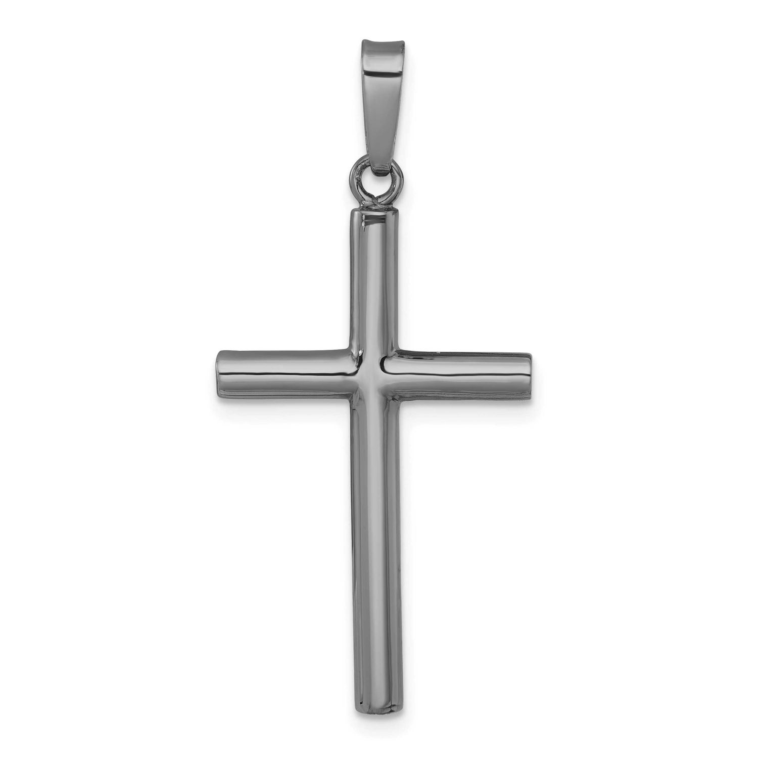 Ruthenium-Plated Polished Hollow Latin Cross Pendant Sterling Silver, MPN: QC11641, UPC: