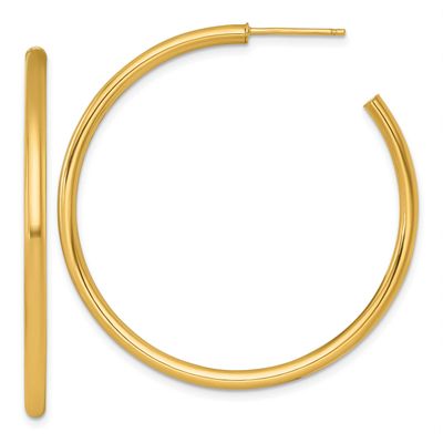 2.5 x 45mm Polished Post Hoop Earrings 14k Gold, MPN: TF2523, UPC: