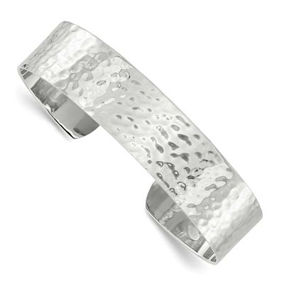 15mm Flat Hammered Cuff Bangle Sterling Silver, MPN: QB1575, UPC: