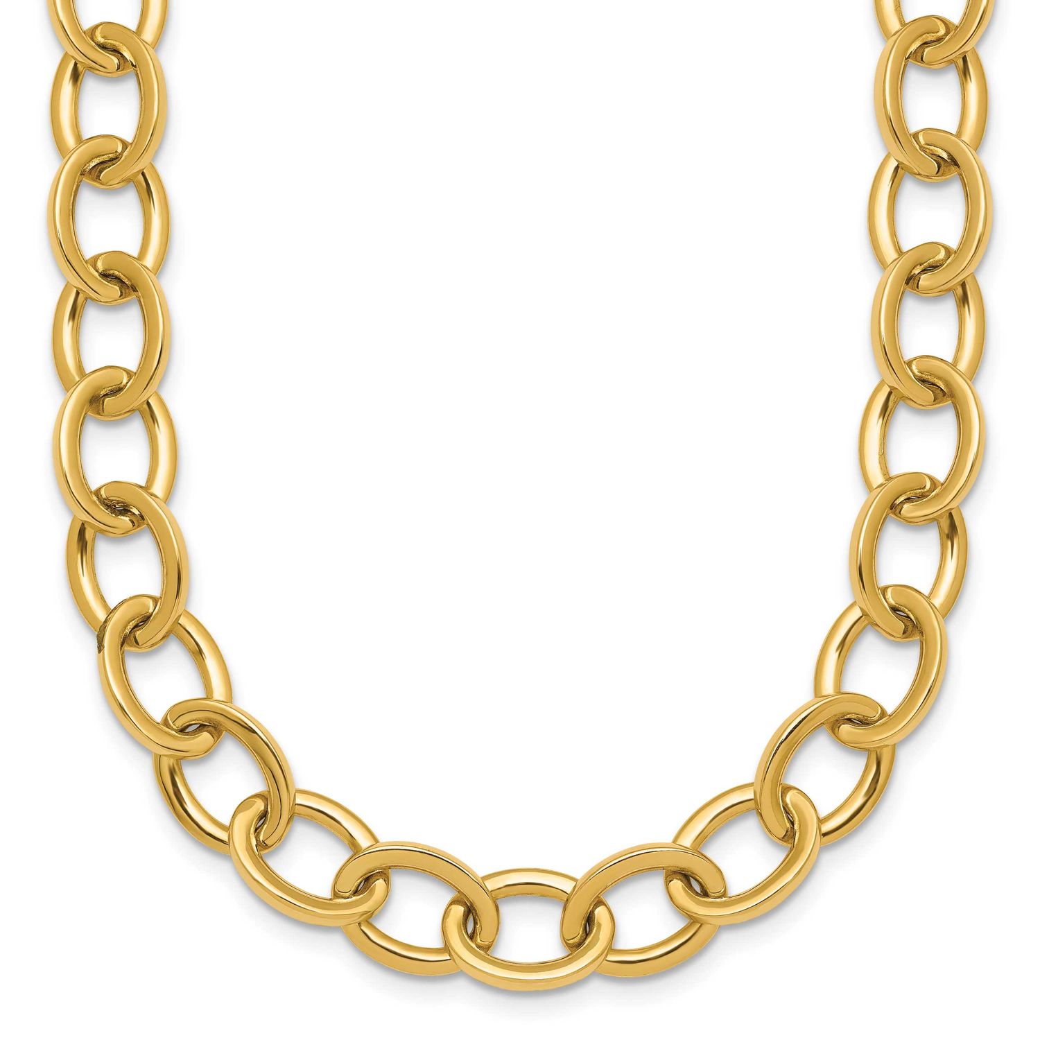 Round Oval Chain 9mm Necklace 18 Inch 14k Gold Polished, MPN: SF3238-18, UPC: