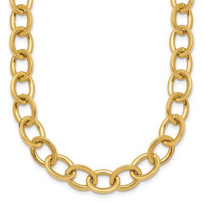 Round Oval Chain 9mm Necklace 18 Inch 14k Gold Polished, MPN: SF3238-18, UPC: