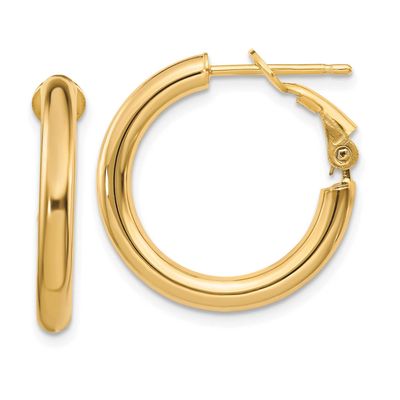 3x15mm Polished Round Omega Back Hoop Earrings 10k Gold, MPN: 10PRE922, UPC: