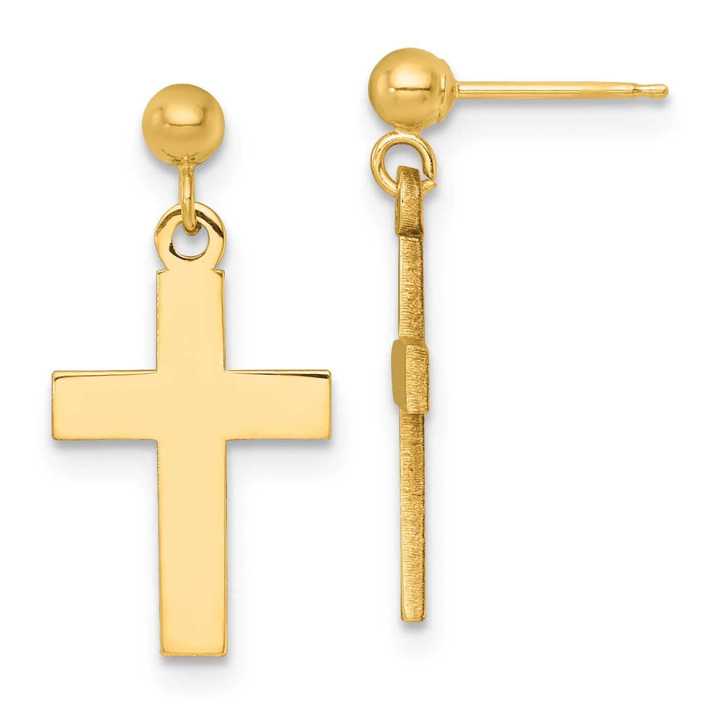 Cross Earrings 14k Gold Polished, MPN: K9990, UPC: