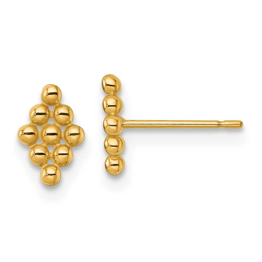 Beaded Marquise Post Earrings 14k Gold Polished, MPN: YE2256, UPC: