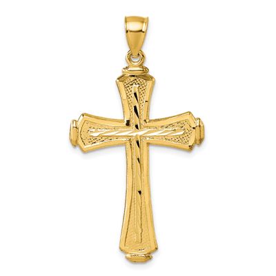 Diamond-Cut Textured Fancy Cross Pendant 14k Gold Polished, MPN: K10083, UPC: