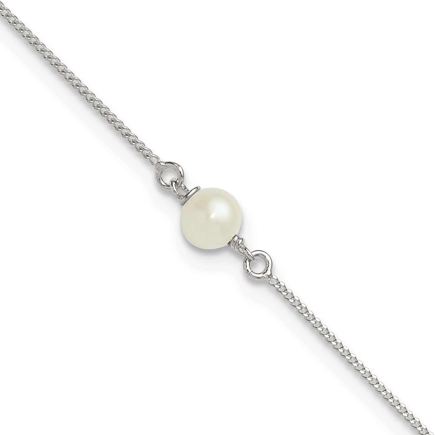Freshwater Cultured Pearl 9 Inch Plus 1 Inch Extension Anklet Sterling Silver Polished, MPN: QG6902…