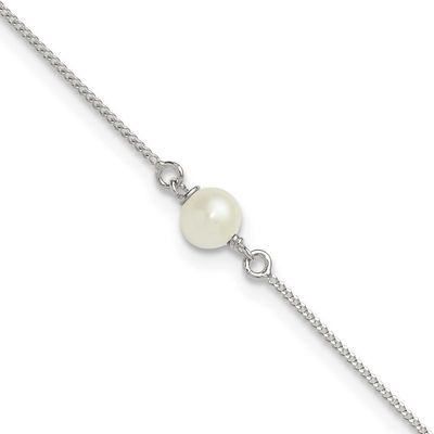 Freshwater Cultured Pearl 9 Inch Plus 1 Inch Extension Anklet Sterling Silver Polished, MPN: QG6902…