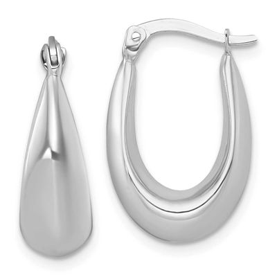 Polished Tapered Hoop Earrings 14k White Gold, MPN: TF2456W, UPC: