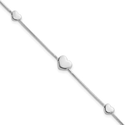 Hearts 7 Inch with 1 Inch Extender Bracelet Sterling Silver Rhodium-Plated, MPN: QG6830-7, UPC: