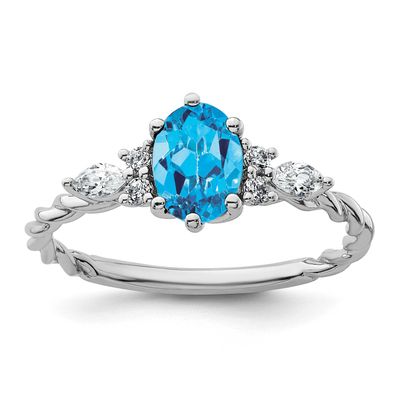Polished Diamond and Blue Topaz Twisted Ring 14k White Gold, MPN: RM9791-BT-017-WAA, UPC: