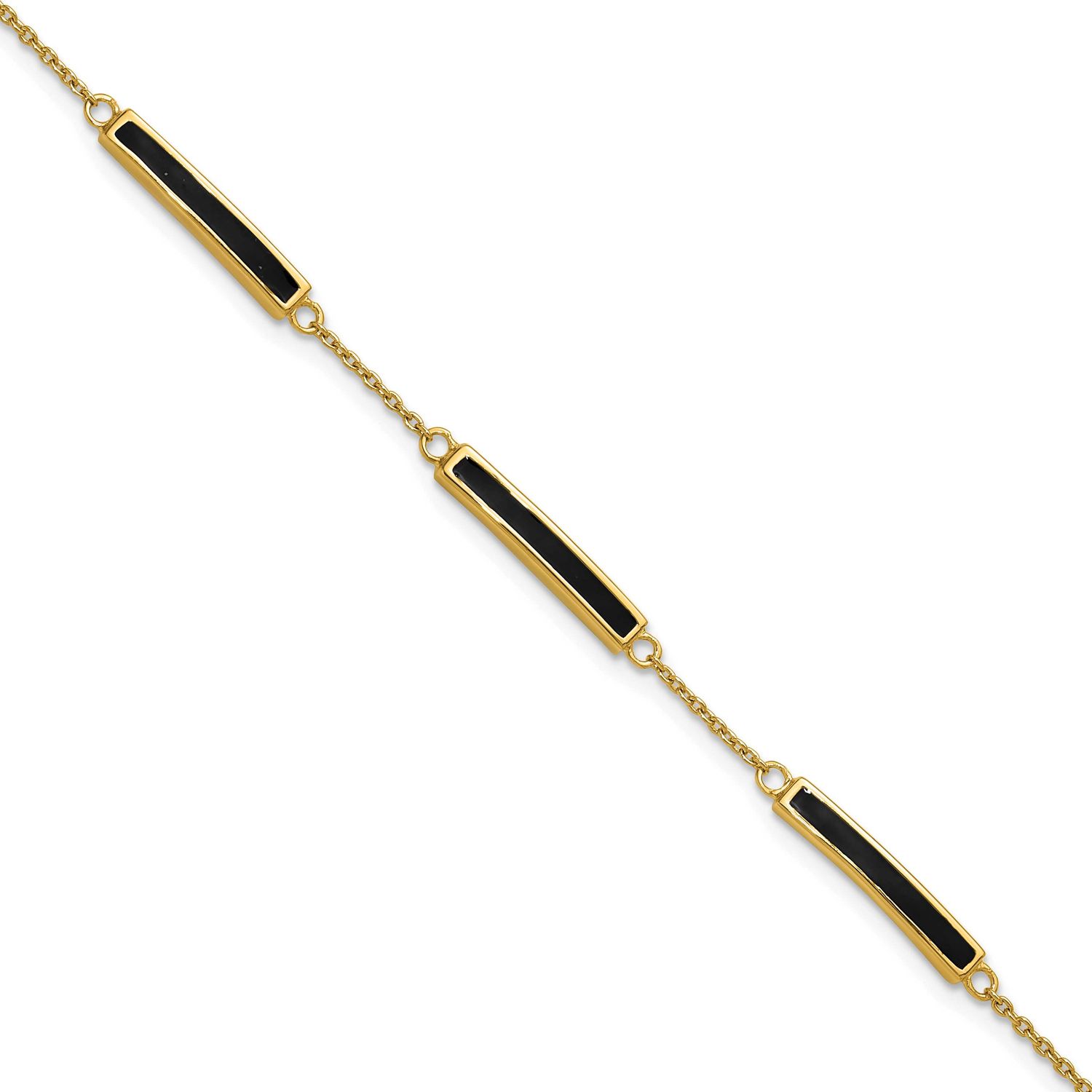 Enamel 7 Inch with .5 Inch Extender Bracelet Sterling Silver Gold-Plated, MPN: QG6862-7, UPC: