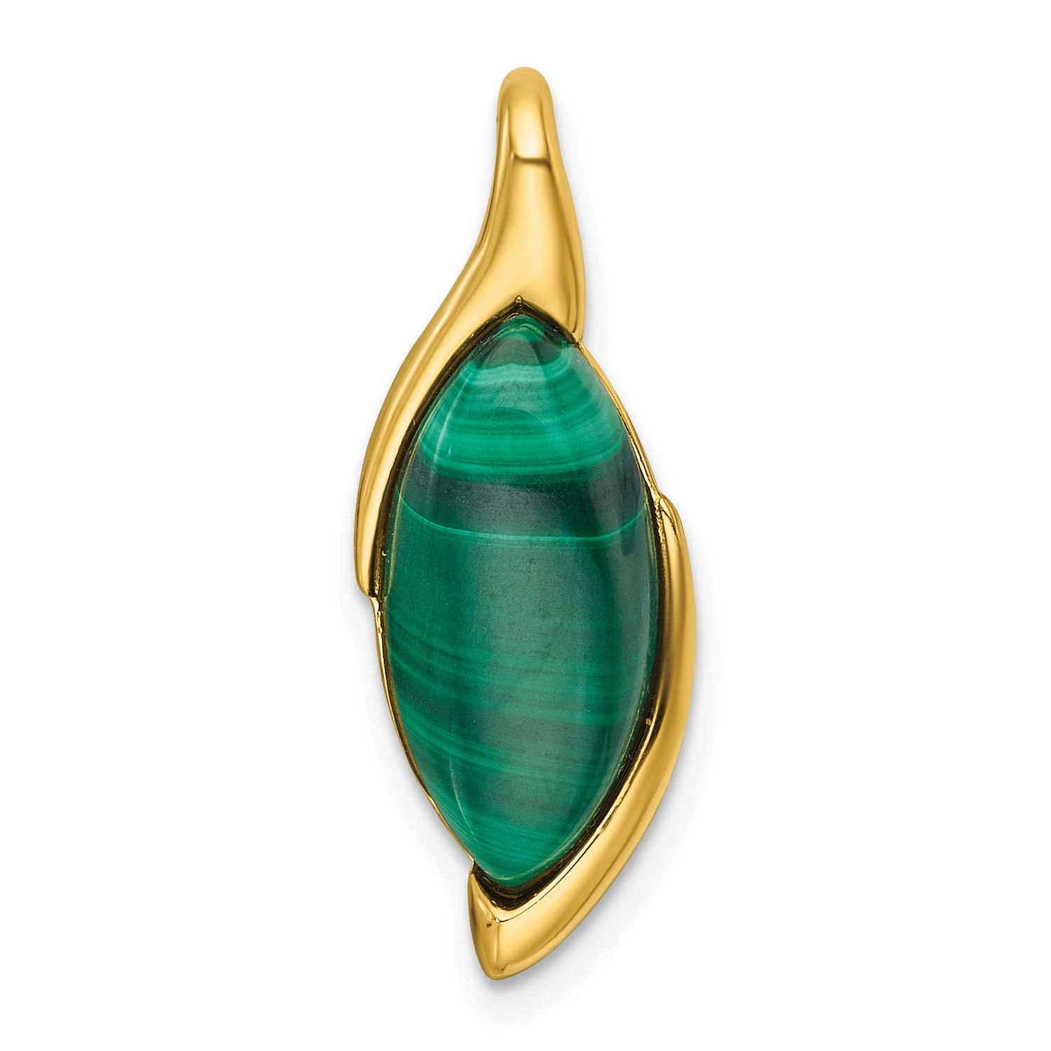 Fancy Malachite Chain Slide Pendant 26.6 Inch Sterling Silver Gold-Tone Polished, MPN: QG7188P, UPC: