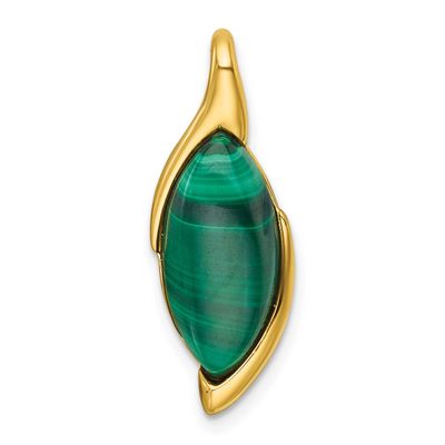 Fancy Malachite Chain Slide Pendant 26.6 Inch Sterling Silver Gold-Tone Polished, MPN: QG7188P, UPC: