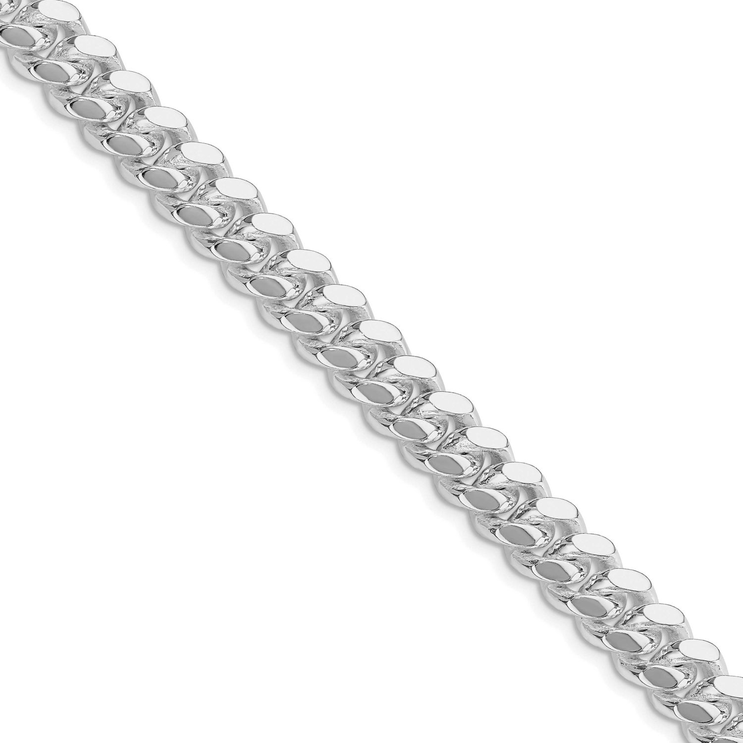 9mm Polished Domed Curb Chain 22 Inch Sterling Silver Rhodium-Plated, MPN: QDB250R-22, UPC: