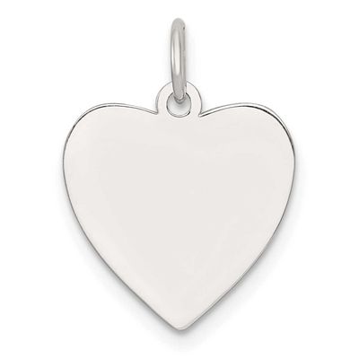 Eng. Heart Polish Front/Satin Back Disc Charm Sterling Silver Rhodium-Plated, MPN: QM570/50, UPC: