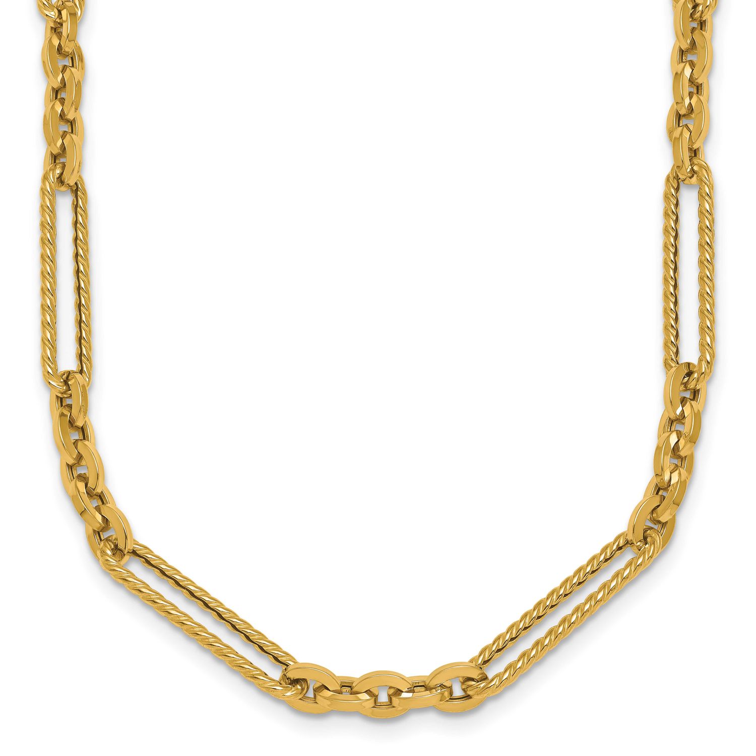 Textured 18 Inch Fancy Link Toggle Necklace 14k Gold Polished, MPN: SF3224-18, UPC: