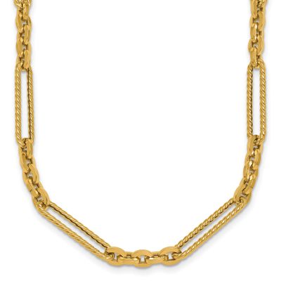 Textured 18 Inch Fancy Link Toggle Necklace 14k Gold Polished, MPN: SF3224-18, UPC: