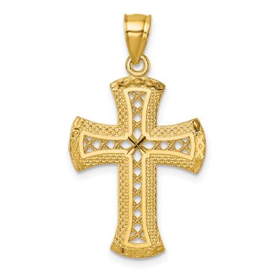 Diamond-Cut Textured Fancy Cross Pendant 14k Gold Polished, MPN: K10085, UPC: