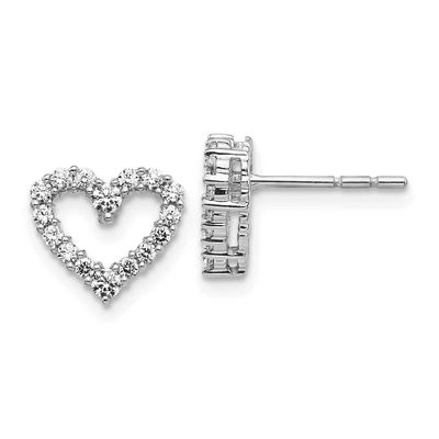 Diamond Heart Earrings 14k White Gold, MPN: EM5529-033-WA, UPC: