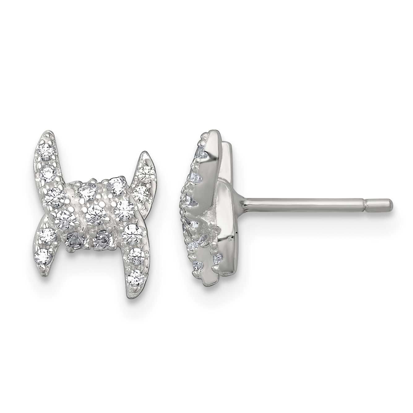 Fancy Pave CZ Post Earrings Sterling Silver Polished, MPN: QE18046, UPC: