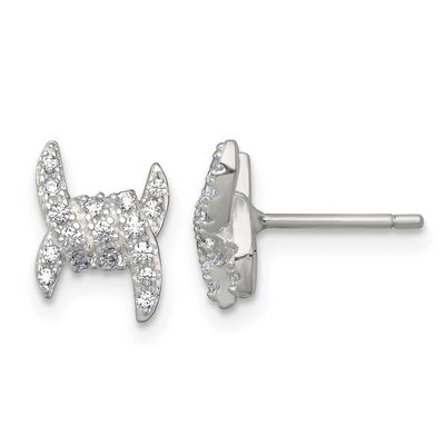 Fancy Pave CZ Post Earrings Sterling Silver Polished, MPN: QE18046, UPC: