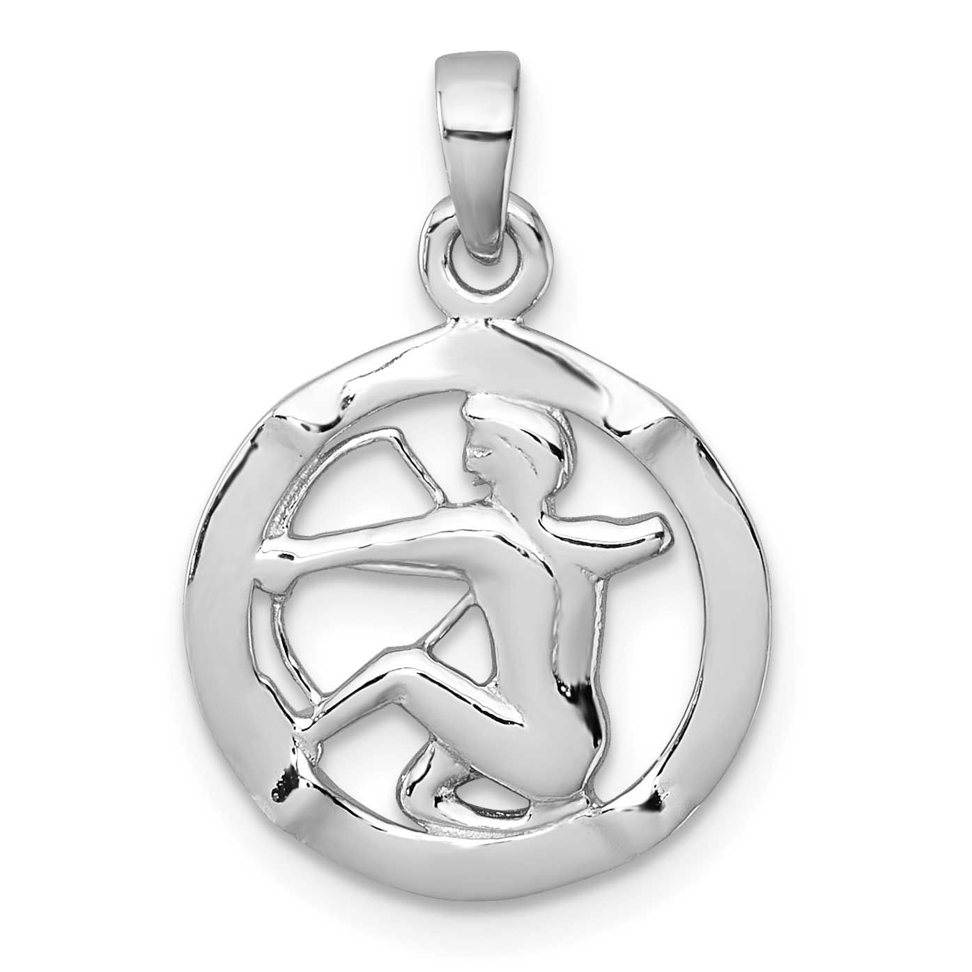 Polished Sagittarius Zodiac Pendant Sterling Silver Rhodium-Plated, MPN: QC11668, UPC: