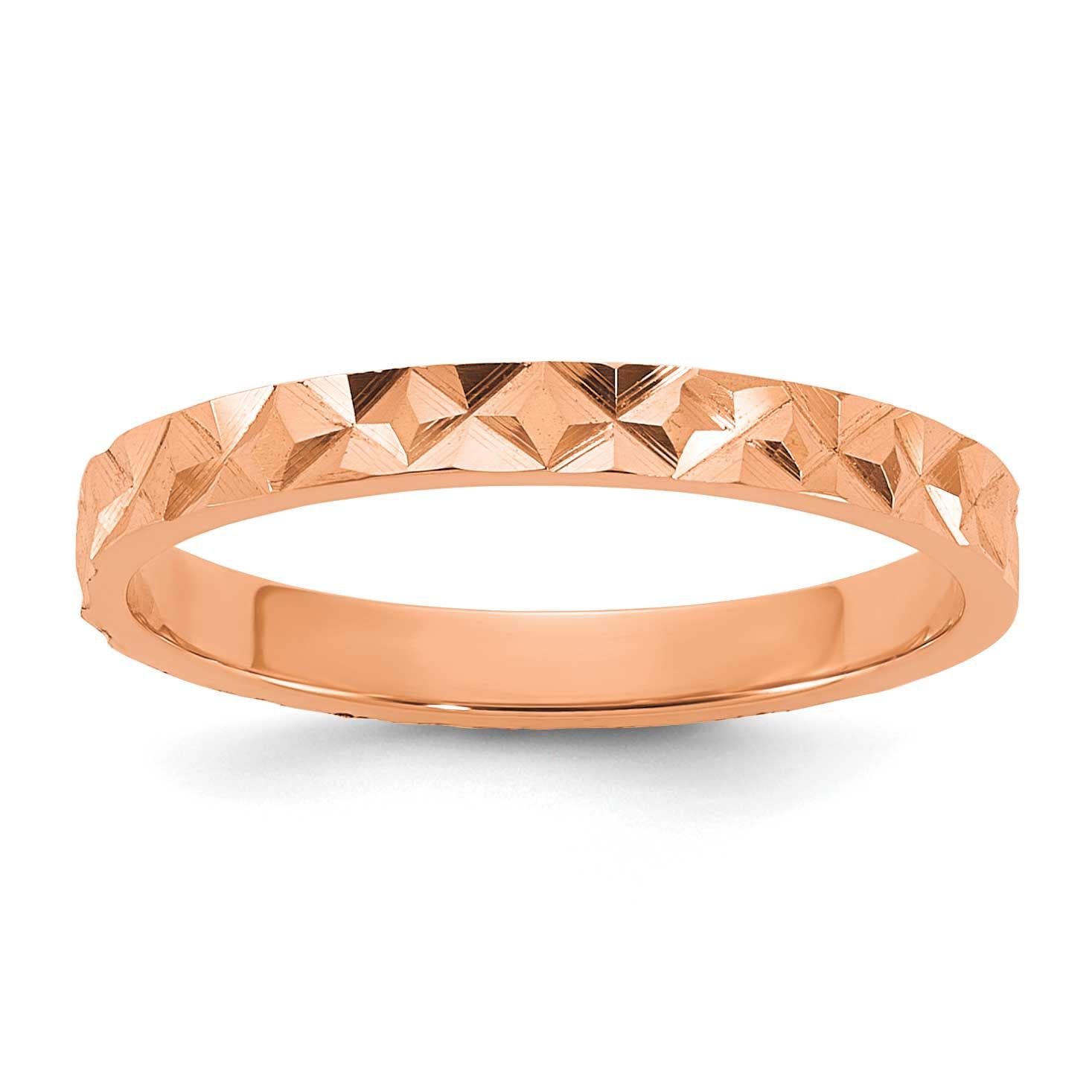 Madi K Diamond-Cut Design 2mm Band Baby / Children&#39;s Ring 14k Rose Gold, MPN: SE3085, UPC: