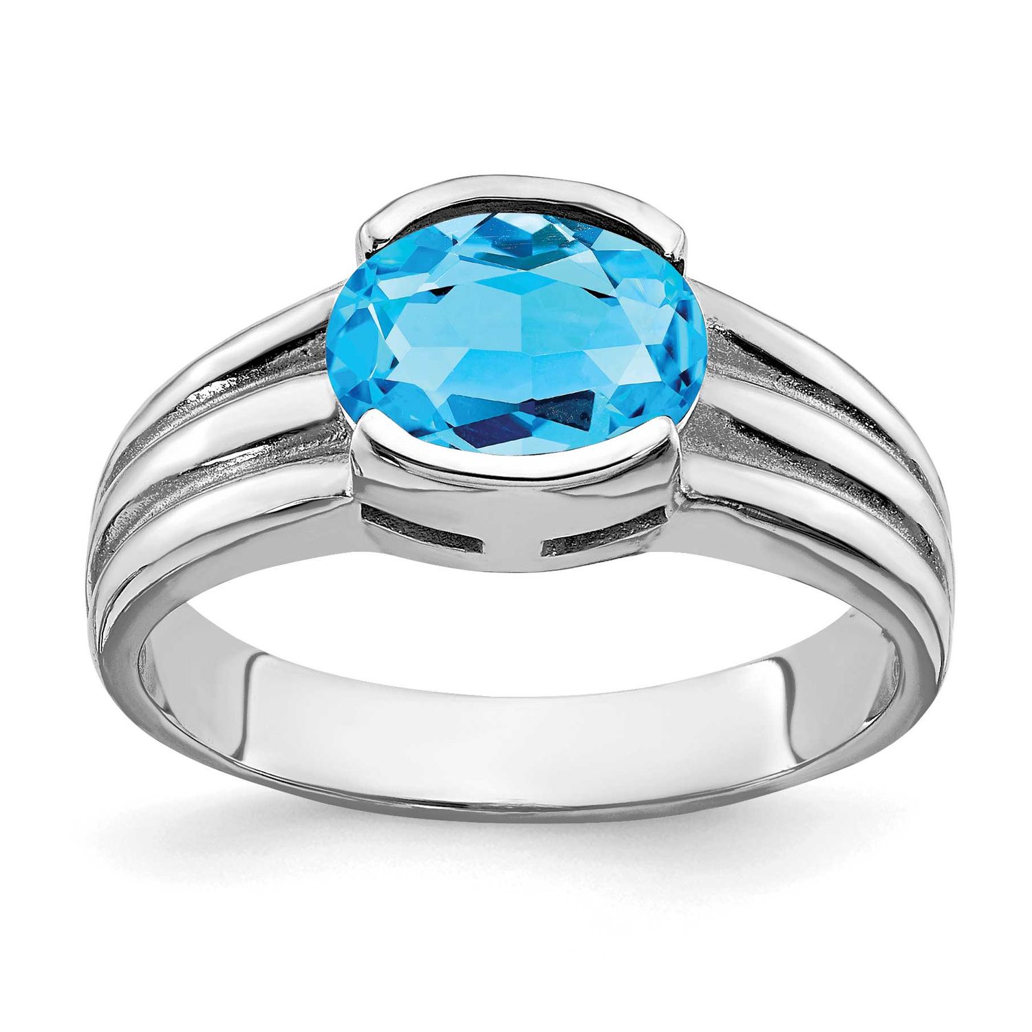 8x6mm Oval Blue Topaz Ring 14k White Gold, MPN: Y4474BT, UPC: 883957399805