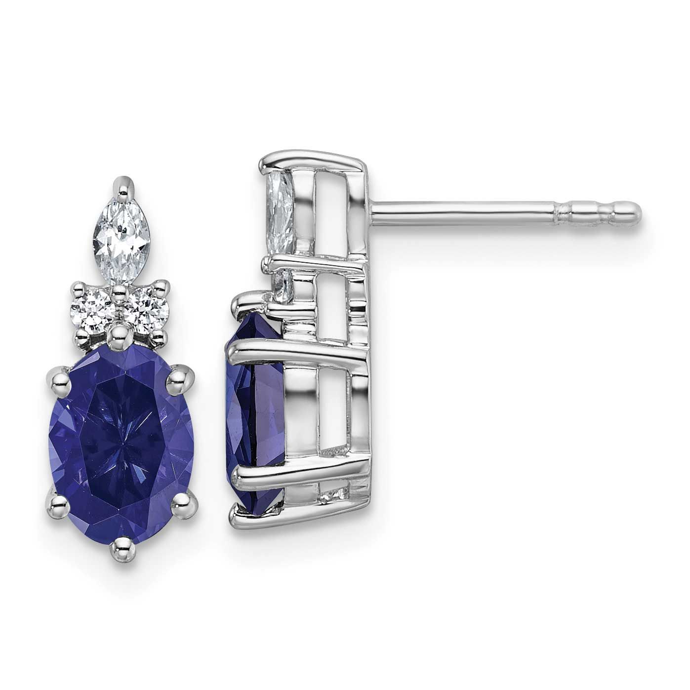 Polish Diamond and Lab Created Sapphire Twisted Post Earring 14k White Gold, MPN: EM9791-CSA-017-WA…