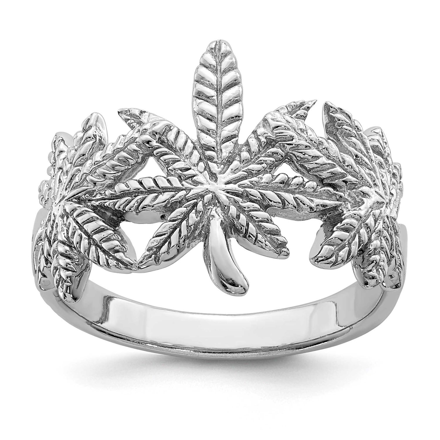 Polished Leaf Ring Sterling Silver Rhodium-Plated, MPN: QR6694, UPC: 886774073965