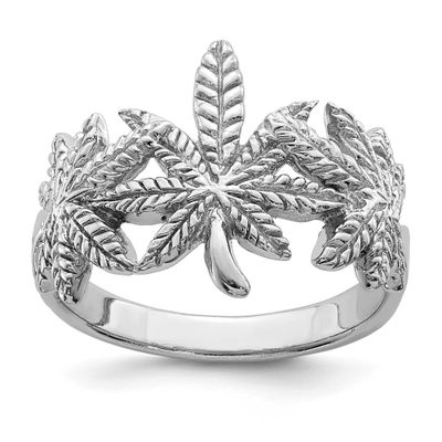 Polished Leaf Ring Sterling Silver Rhodium-Plated, MPN: QR6694, UPC: 886774073965