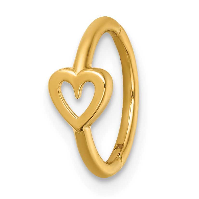 16 Gauge Polished Open Heart 10.0mm Hinged Cartilage Ring 14k Gold, MPN: BD318, UPC: