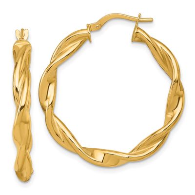 Twist Hoop Earrings 14k Gold Polished, MPN: TF2435, UPC: