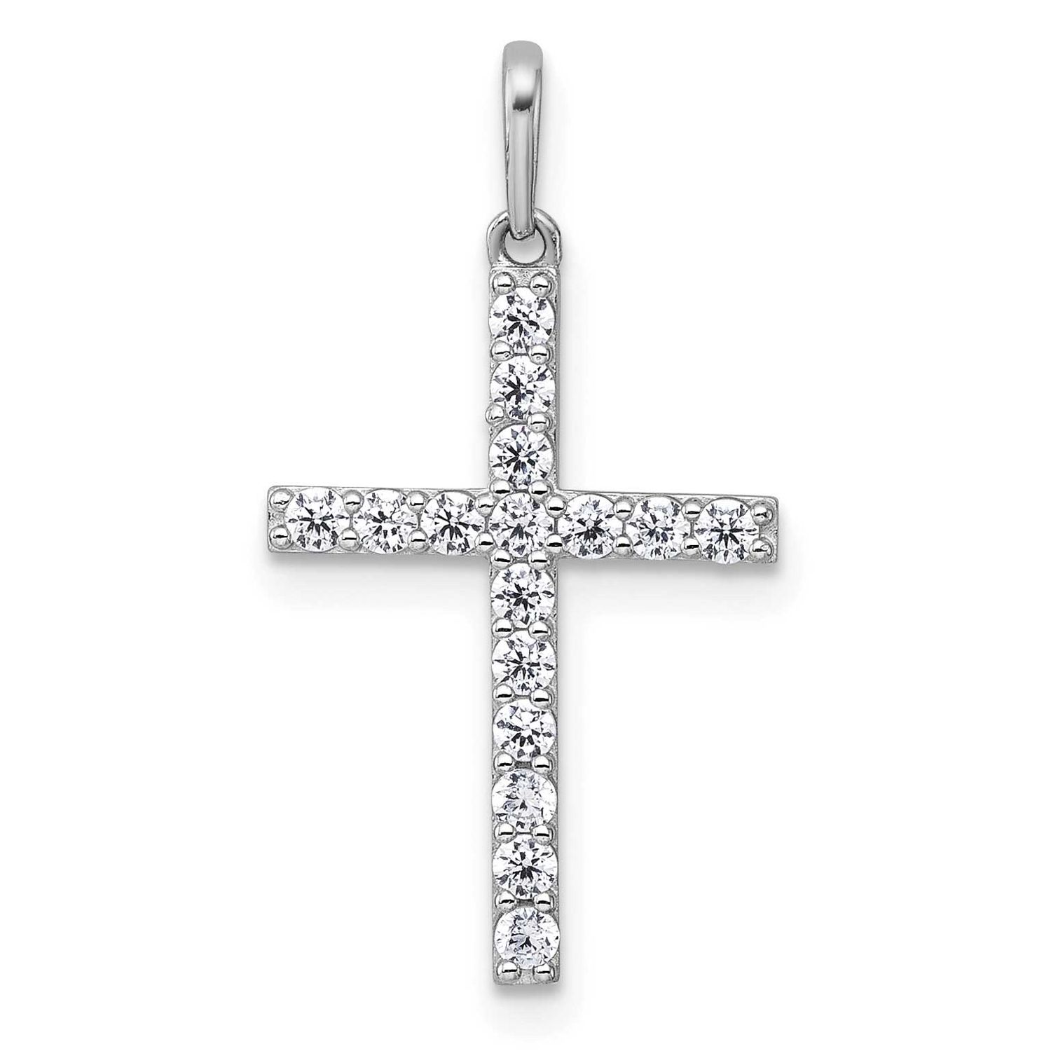 Polished CZ Cross Pendant 14k White Gold, MPN: XR2167, UPC: