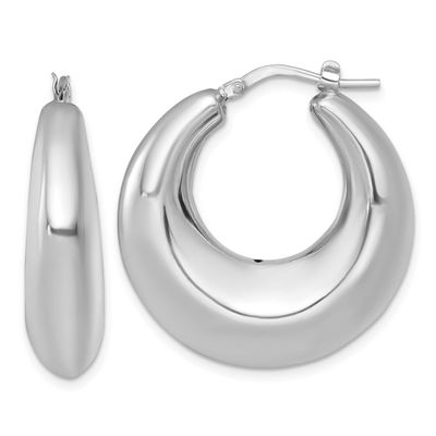 Polished 8mm Hoop Earrings Sterling Silver Rhodium-Plated, MPN: QE17925, UPC: