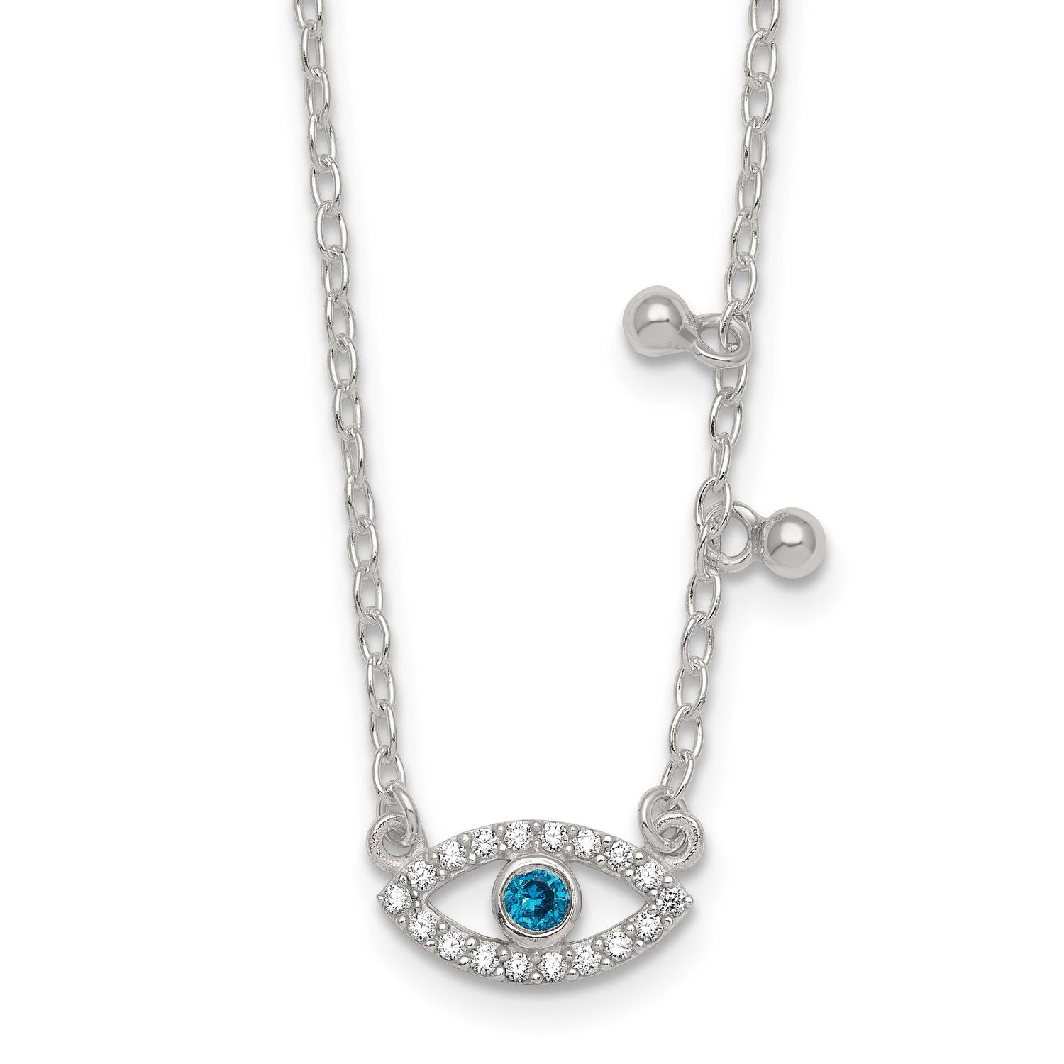 CZ Evil Eye with 2 Inch Extension Necklace Sterling Silver, MPN: QG7027-16, UPC: