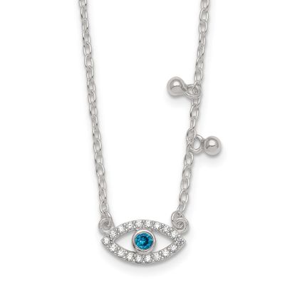 CZ Evil Eye with 2 Inch Extension Necklace Sterling Silver, MPN: QG7027-16, UPC:
