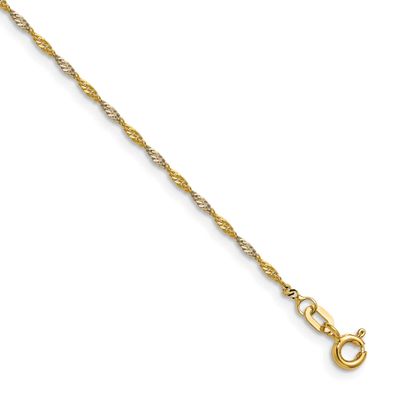 1.4mm Singapore Chain 20 Inch 14k Gold with Rhodium, MPN: PEN333-20, UPC: