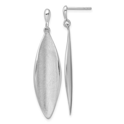 Brushed Dangle Post Earrings Sterling Silver Rhodium-Plated Polished, MPN: QG7159E, UPC: