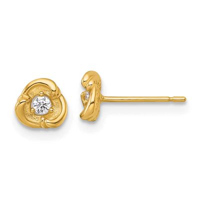 Satin Fancy CZ Post Earrings 14k Gold Polished, MPN: YE2262, UPC: