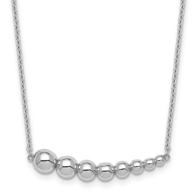 Graduated Beaded with 1.5 Inch Extender Necklace Sterling Silver Rhodium-Plated, MPN: QG6949-16, UP…