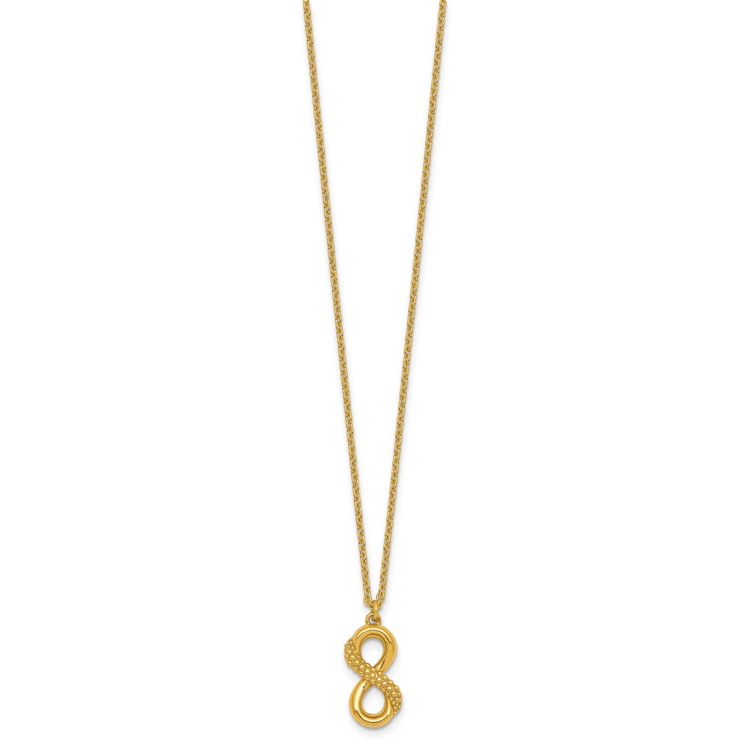Textured Infinity Necklace Sterling Silver Gold-Tone Polished, MPN: QG7115GP-16, UPC: