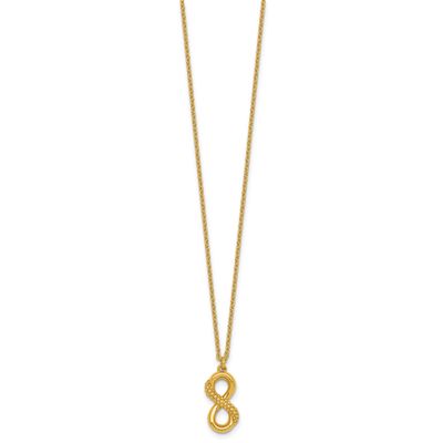Textured Infinity Necklace Sterling Silver Gold-Tone Polished, MPN: QG7115GP-16, UPC: